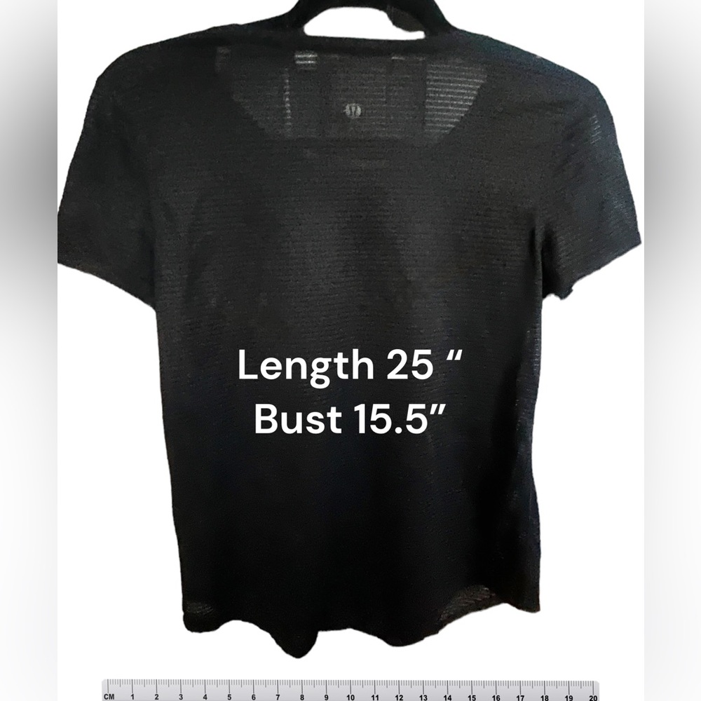 Lululemon short sleeve transparent stripes black top